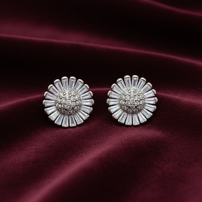 92.5 Silver White Stone Earrings | Elegant Minimal Sparkle Design | Jewellery