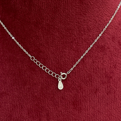92.5 Silver White CZ Pearl Floral Pendant Chain for Women