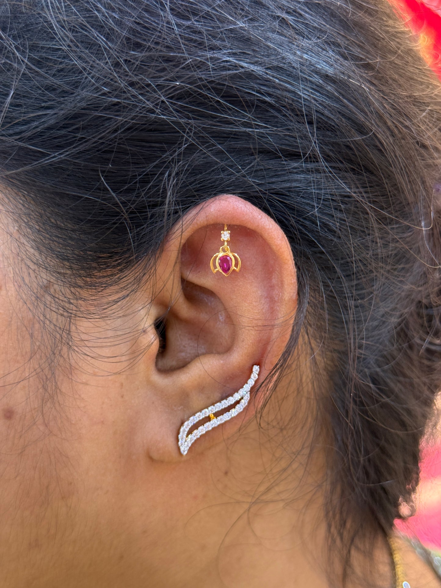 92.5 Silver Gold Plated Pink Lotus Bugadi Pair | Traditional Elegant Design | Jewellery