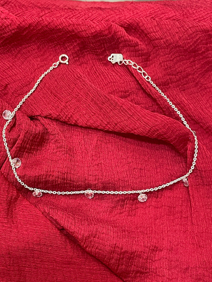 92.5 Silver White Stone Anklets | Premium Stylish Sparkle Design | Jewellery