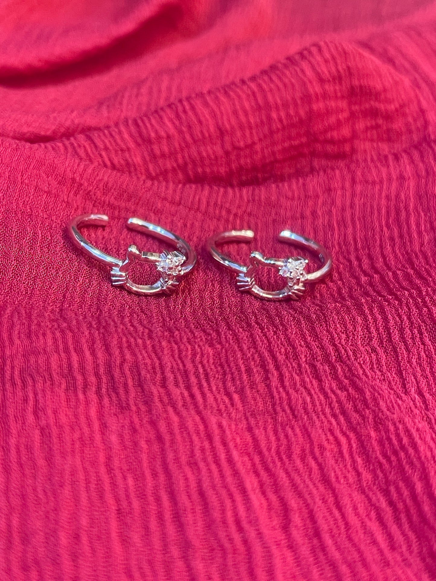 92.5 Silver Hello Kitty Toe Rings for Women & Girls | Cute Cartoon Design | Adjustable Jewellery