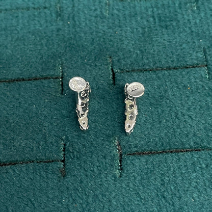 92.5 Silver Clear Stone Curve Studs Pair