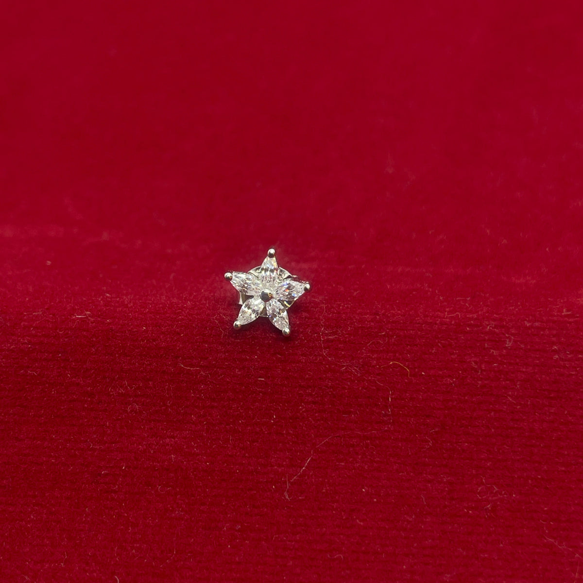 92.5 Sterling Silver Marquise CZ Flower Stud