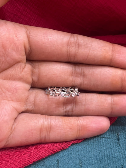 92.5 Silver Leaf Ring for Women Size 11 | Stylish Organic Motif | Elegant Fashion Jewellery