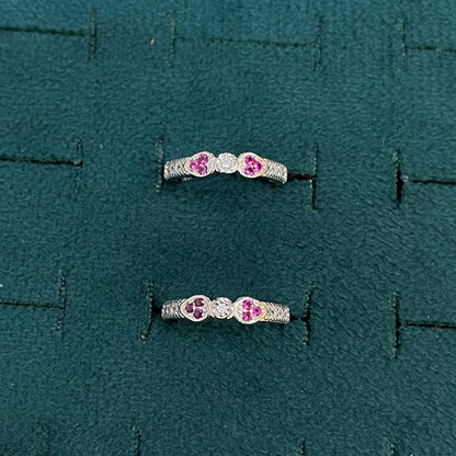92.5 Silver Pink CZ Heart Toe Rings for Women