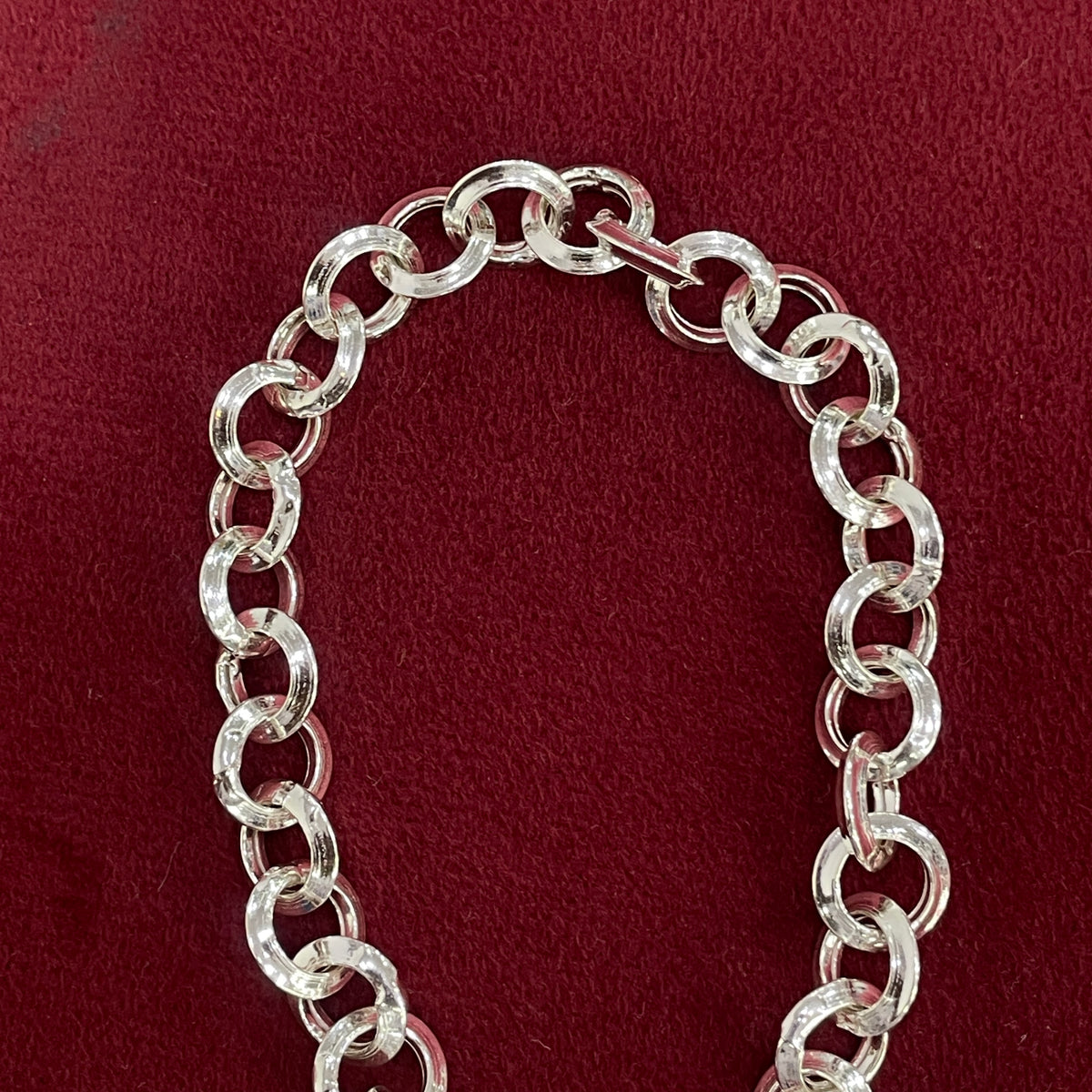 92.5 Silver Round Link Chain Bracelet for Men