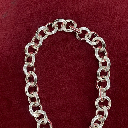 92.5 Silver Round Link Chain Bracelet for Men
