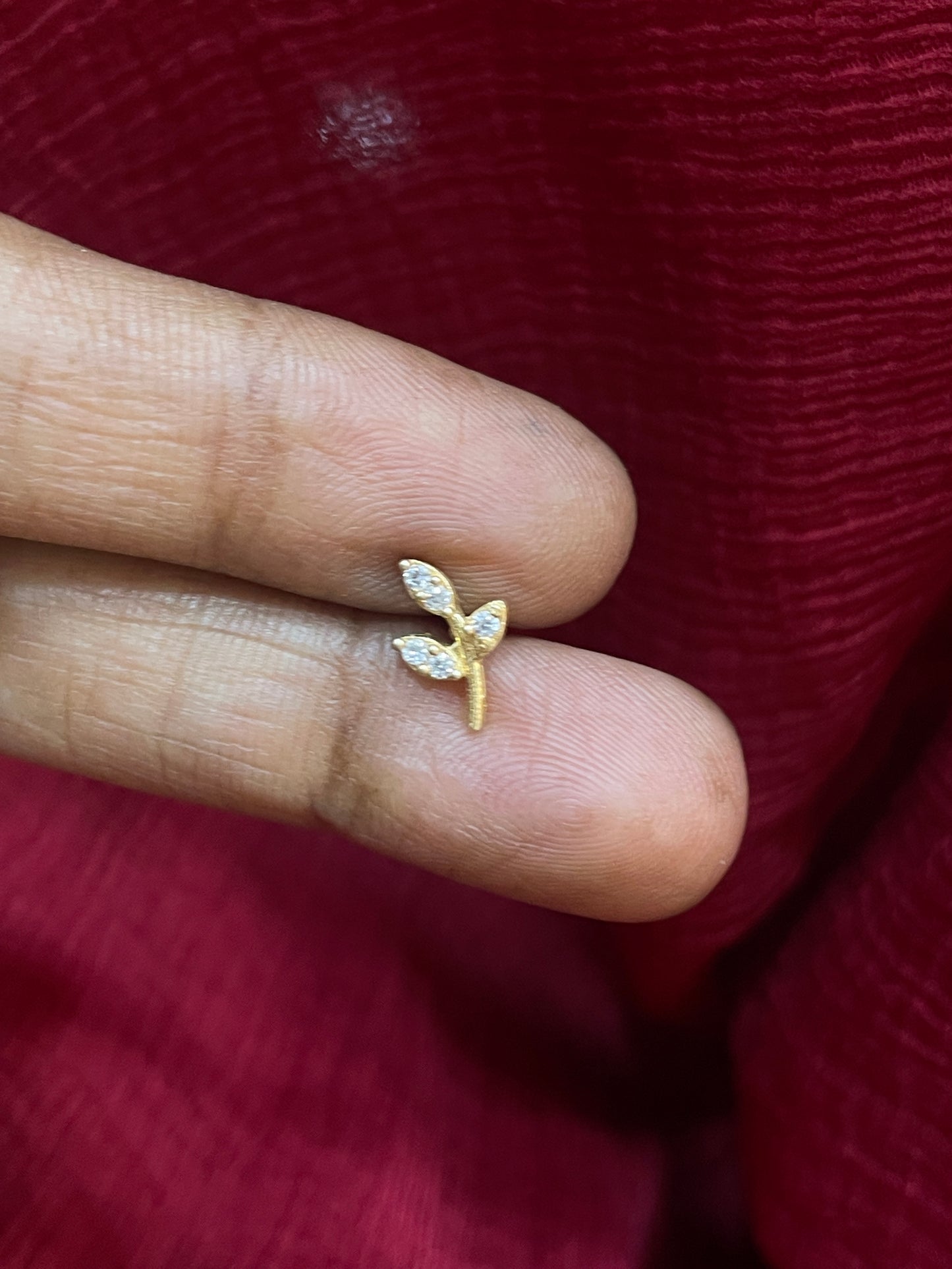 925 Silver Gold Plated Leaf Studs for Women | Nature-Inspired Design
