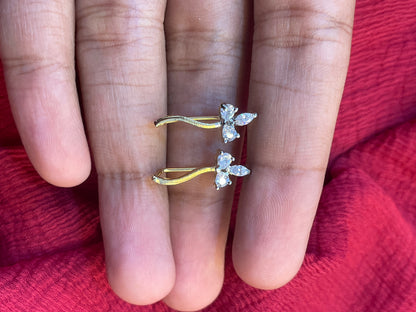 92.5 Silver Gold Plated Minimal Ear Cuffs for Women | Simple Stylish Design | Modern Jewellery