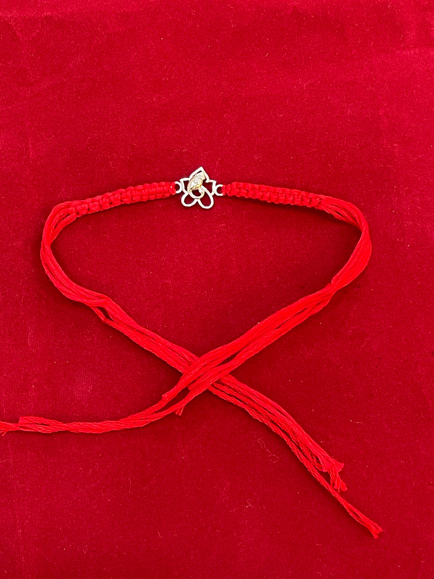 925 Sterling Silver Ganesha Rakhi | Red Thread Rakhi for Raksha Bandhan