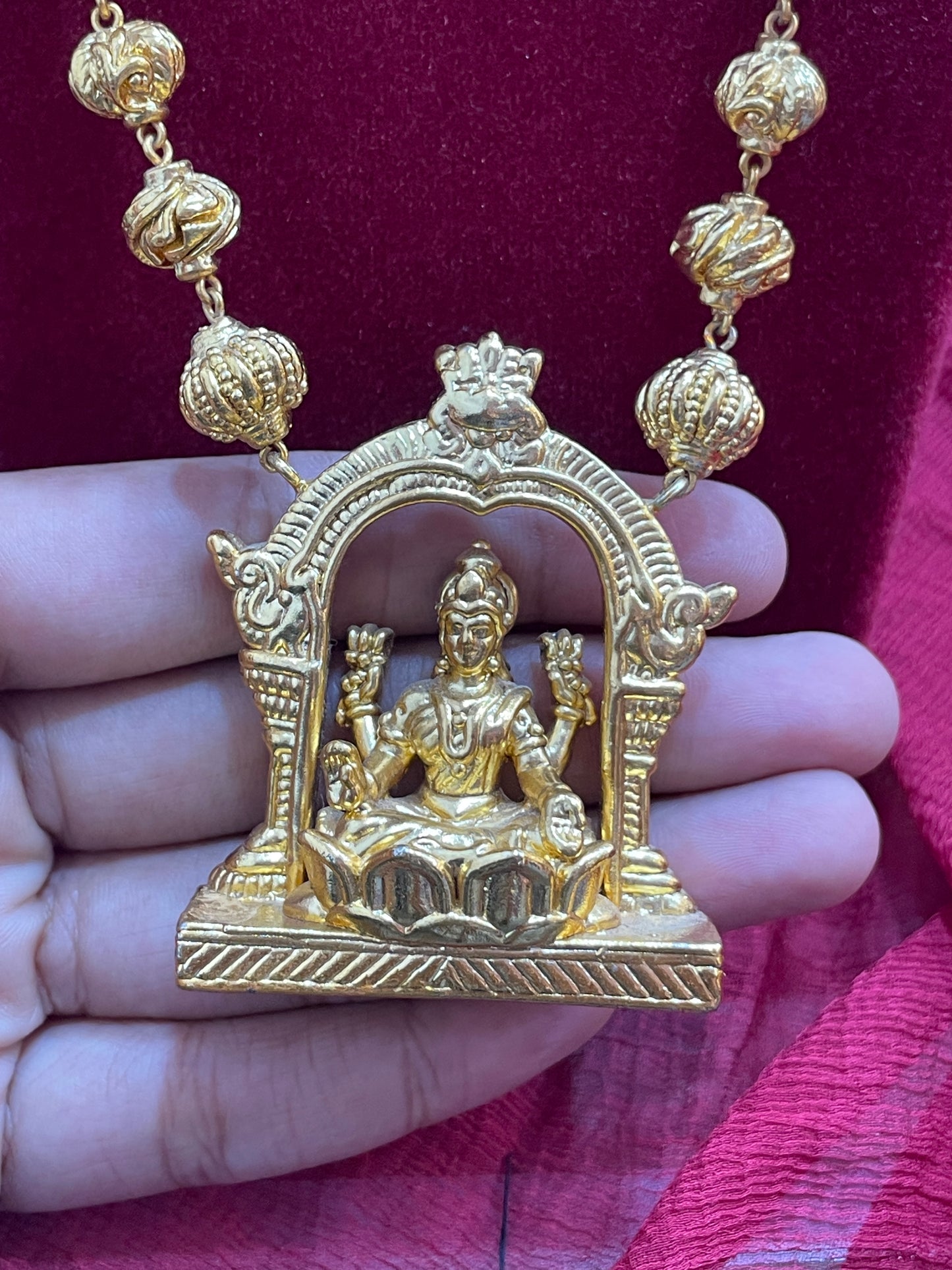 92.5 Silver Gold Plated Lakshmi Devi Haram for Women | Traditional Temple Design | Bridal Jewellery