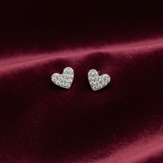 925 Silver Heart Studs - Ball back