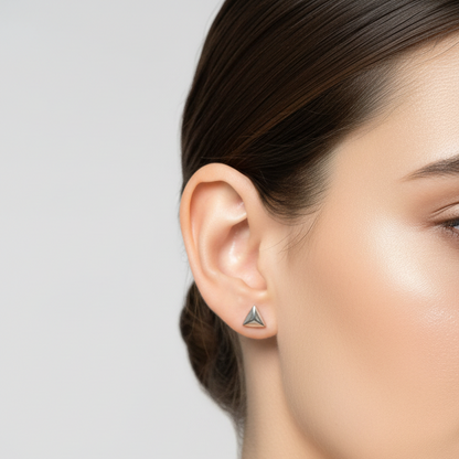 92.5 Silver Triangle Earring Single Piece for Women | Minimal Geometric Design | Stylish Jewellery