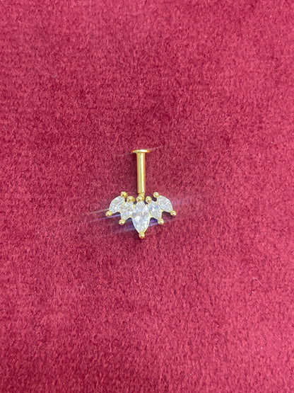 92.5 Silver Gold Plated Crown Bugadi pair | Upper Ear Elegant Design | Jewellery