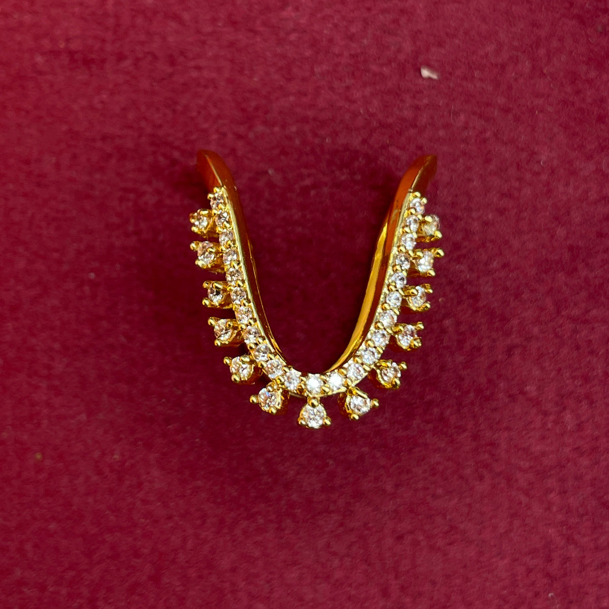 92.5 Silver Gold Plated White CZ Vanki Ring for Women