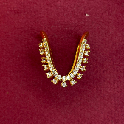 92.5 Silver Gold Plated White CZ Vanki Ring for Women