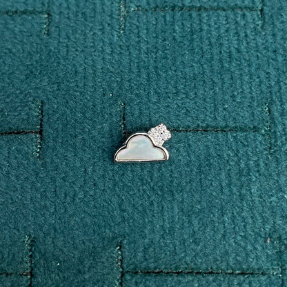 92.5 Silver White Mother-of-Pearl Cloud Stud Earrings Pair