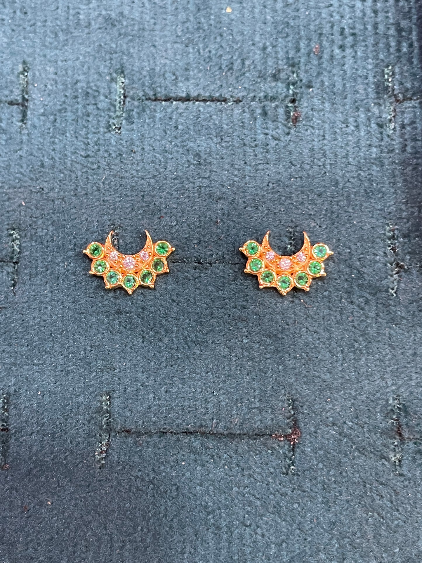 925 Silver Gold Plated Half Moon Studs
