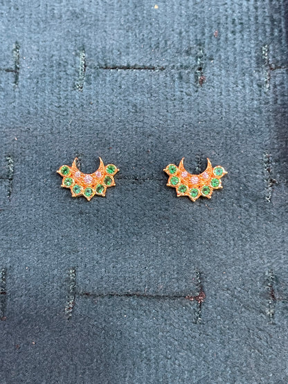 925 Silver Gold Plated Half Moon Studs