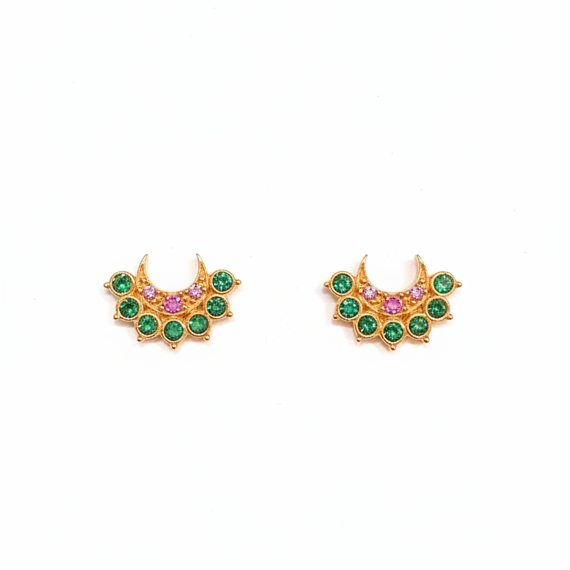 925 Silver Gold Plated Half Moon Studs