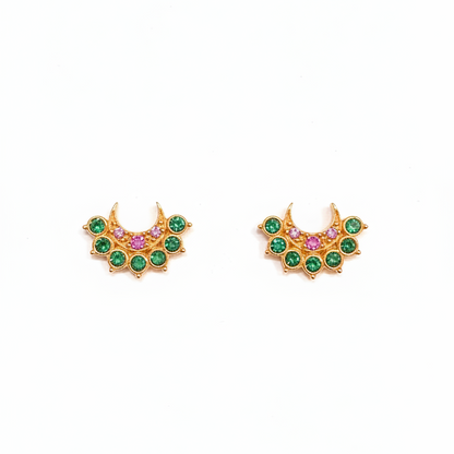 925 Silver Gold Plated Half Moon Studs