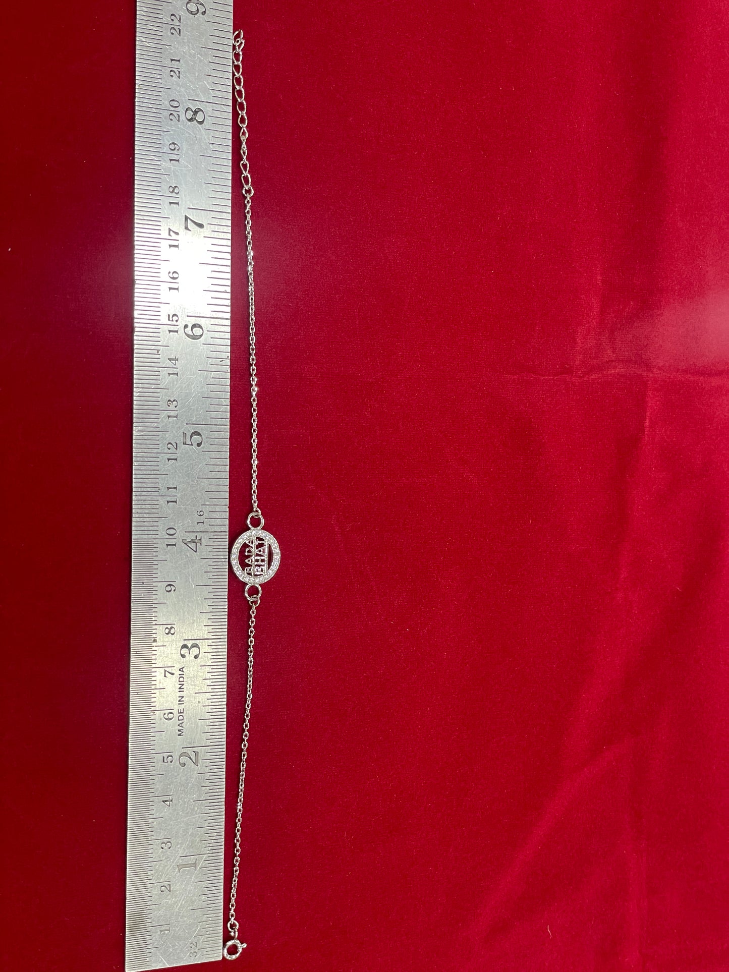 925 Sterling Silver Bada Bhai Rakhi | Stone-Studded Chain Rakhi for Raksha Bandhan