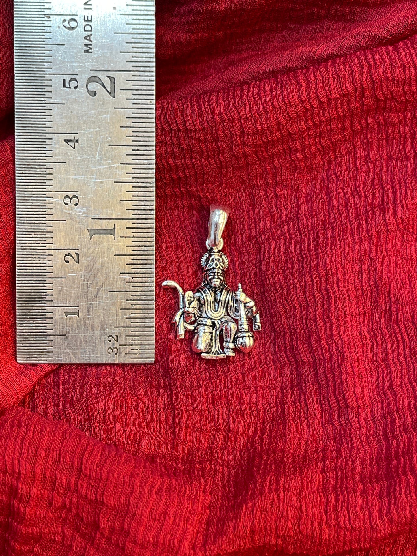 92.5 Silver Oxidised Veer Hanuman Pendant for Men & Women | Sacred Antique Finish | Spiritual Jewellery