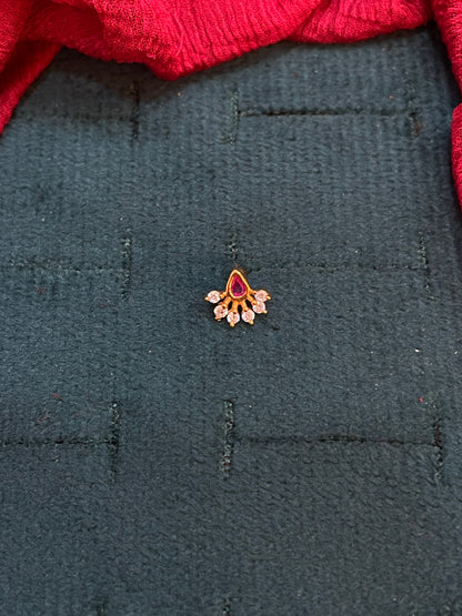 925 Silver Gold Plated Ruby Nosepin