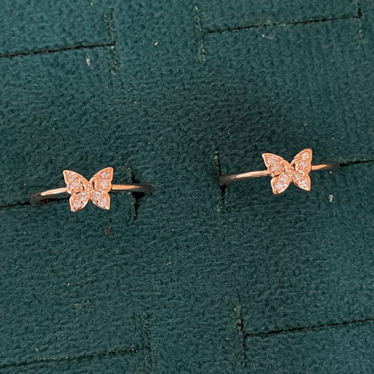 92.5 Silver Rose Gold Plated White CZ Butterfly Toe Rings
