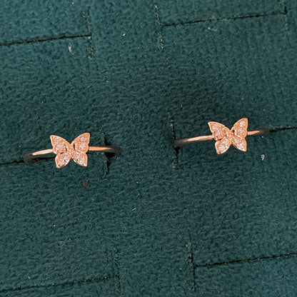 92.5 Silver Rose Gold Plated White CZ Butterfly Toe Rings