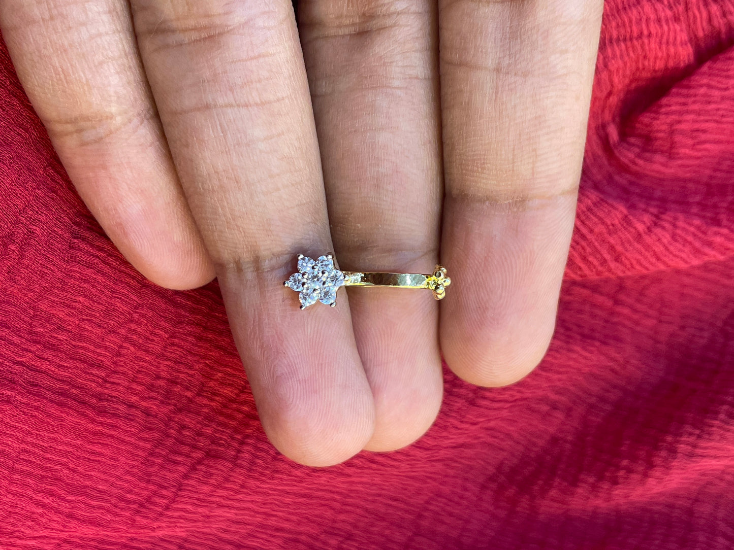 92.5 Silver Gold Plated White Stone Flower Press-On Bugadi for Women | Stylish Non-Piercing Ear Cuff | Elegant Jewellery