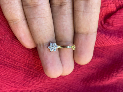 92.5 Silver Gold Plated White Stone Flower Press-On Bugadi for Women | Stylish Non-Piercing Ear Cuff | Elegant Jewellery