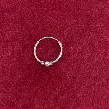 92.5 Silver Single Bead Hoop Earrings Pair