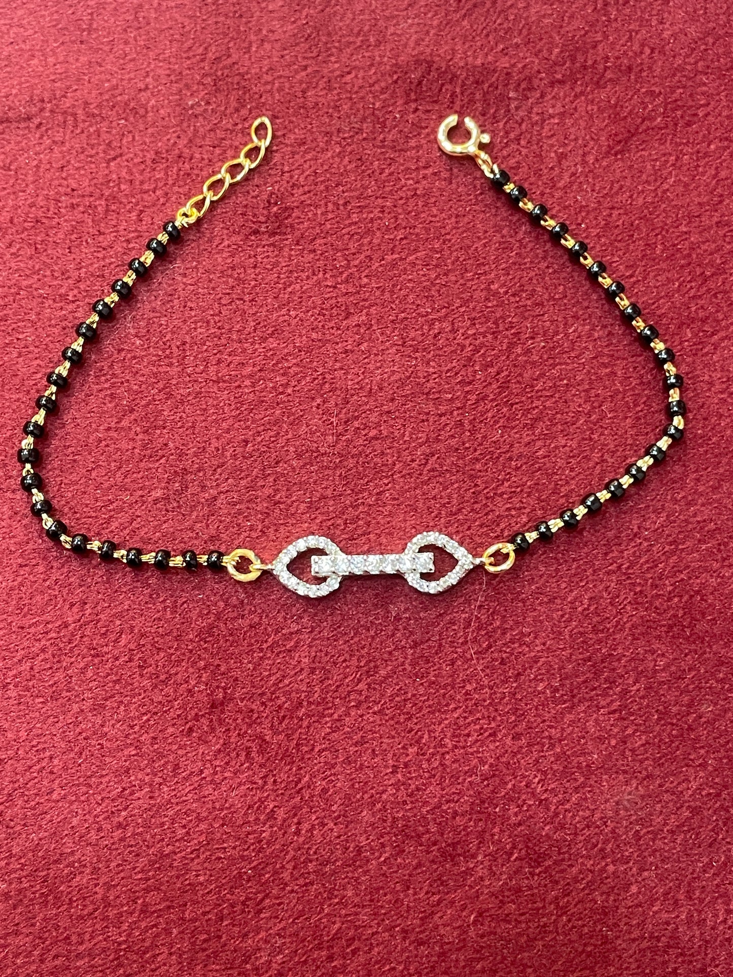 92.5 Silver Gold Plated Black Bead Bracelet for Women | Classy Traditional Design | Elegant Jewellery