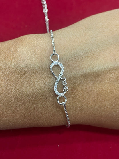 925 Sterling Silver Bhai Infinity Rakhi | CZ Stone Chain Rakhi for Raksha Bandhan