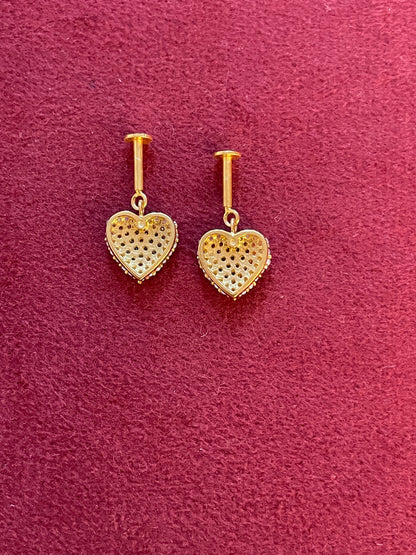 92.5 Silver Gold Plated Studded Heart Bugadi Pair| Romantic Elegant Design | Jewellery
