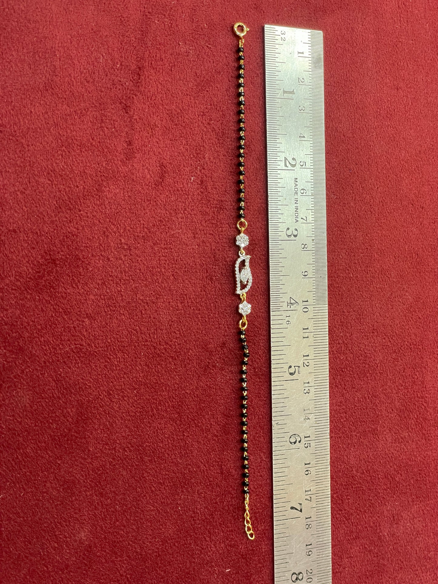 92.5 Silver Gold Plated Black Bead Bracelet for Women | Classy Elegant Design | Traditional Jewellery