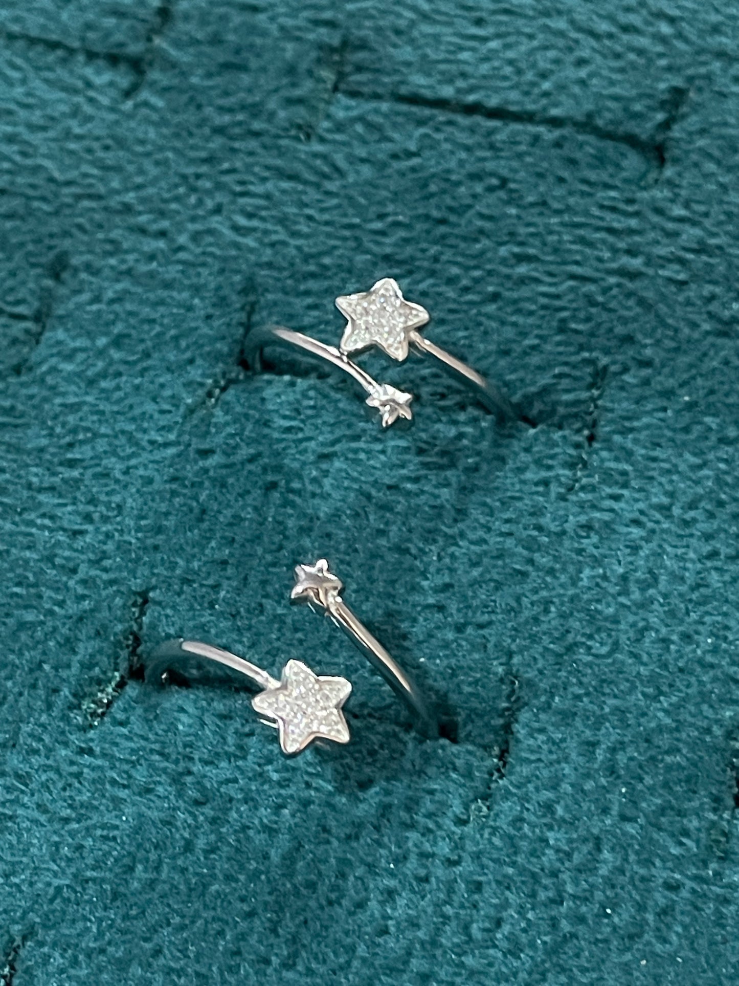 92.5 Sterling Silver Dual Star Toe Rings for Women | Double Band Elegant Design