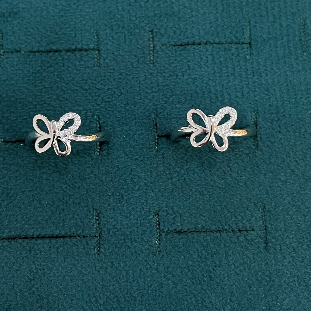 92.5 Sterling Silver CZ Butterfly Open Toe Rings