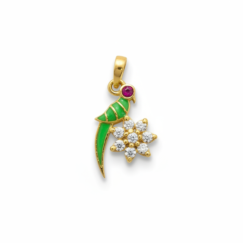 92.5 silver Gold-Plated Parrot Pendant