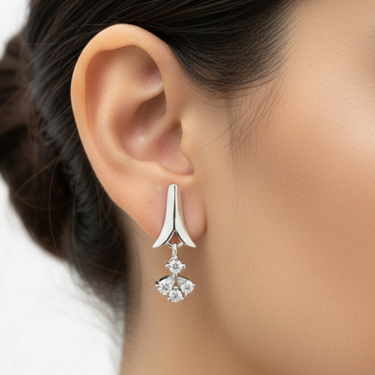 92.5 Silver Drop Studs Pair