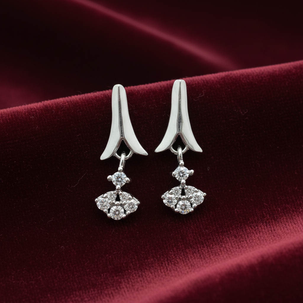 92.5 Silver Drop Studs Pair