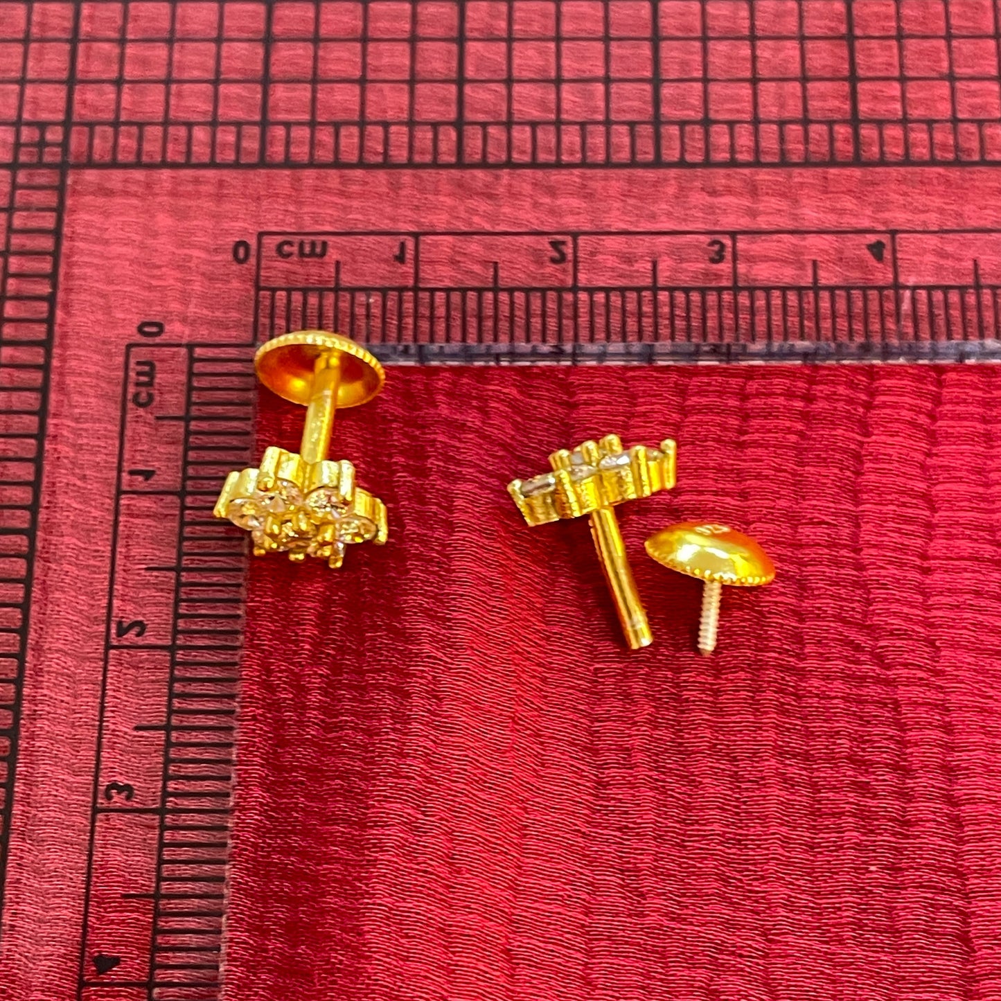 Sterling Silver Floral CZ Stud Earrings for Women | Gold-Tone Flower Design