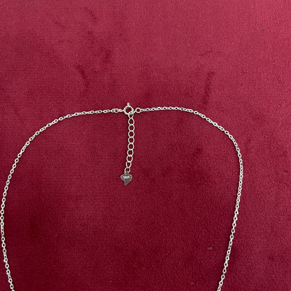 92.5 Silver White CZ Winged Heart Chain for Women