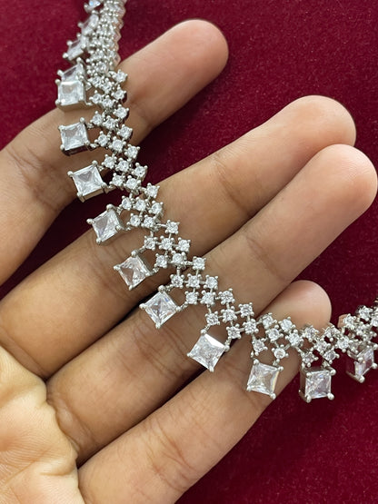 92.5 Silver Stylish Necklace for Women 18 Inches | Elegant Modern Design | Everyday Wear Jewellery