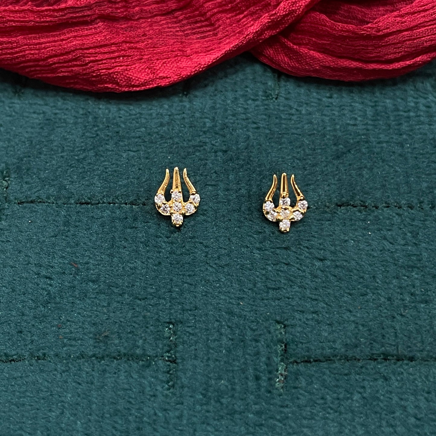 925 Silver Gold Plated Trishul Studs