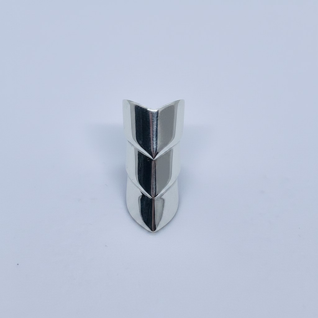 92.5 Sterling Silver Ear Cuff for Men | Triple Chevron Arrow Stack Design | No Piercing