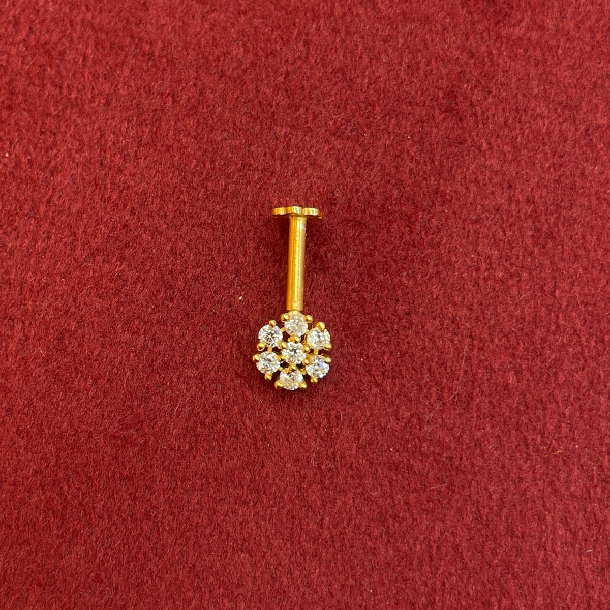 92.5 Silver Gold Plated White CZ Floral Bugadi Pair