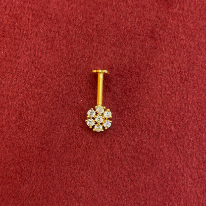 92.5 Silver Gold Plated White CZ Floral Bugadi Pair