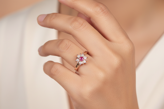 92.5 Silver Flower Ring for Women Size 12 | Stylish Bloom Design | Elegant Fashion Jewellery